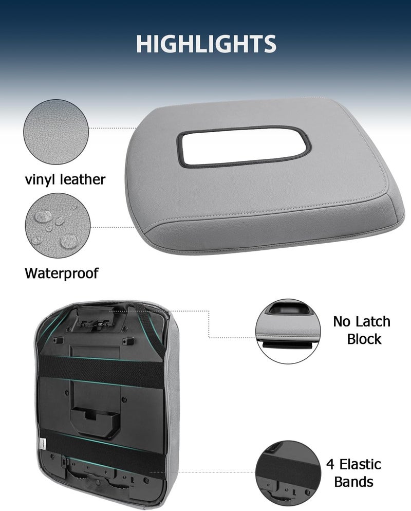 Eaglecover Center Console Cover for 2019-2026 Chevy Silverado & GMC Sierra 1500 2500 3500 HD Accessories, 40/20/40 Jump Seat, Vinyl Leather Arm Rest Protector, Anti-Scratch, Gray Color - Image 5